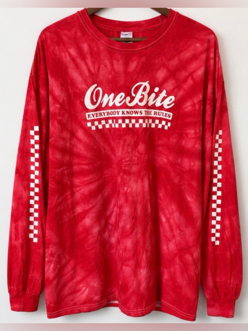 OneBite Red Tie-Dye Long Sleeve Graphic Tee